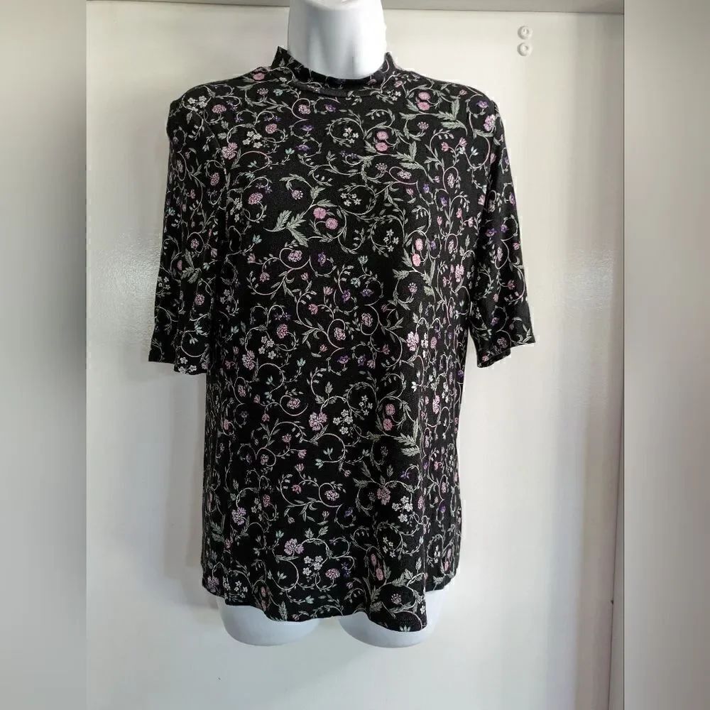Ted Baker, London floral viscose t-shirt mock neck